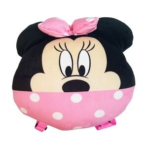 Disney Minnie Mouse Plush Pillow  Kids Travel Backpack 18" Squish Soft Bag, NEW